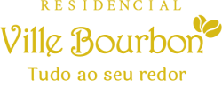 Logotipo amarelo do Residencial Ville Bourbon em versão horizontal